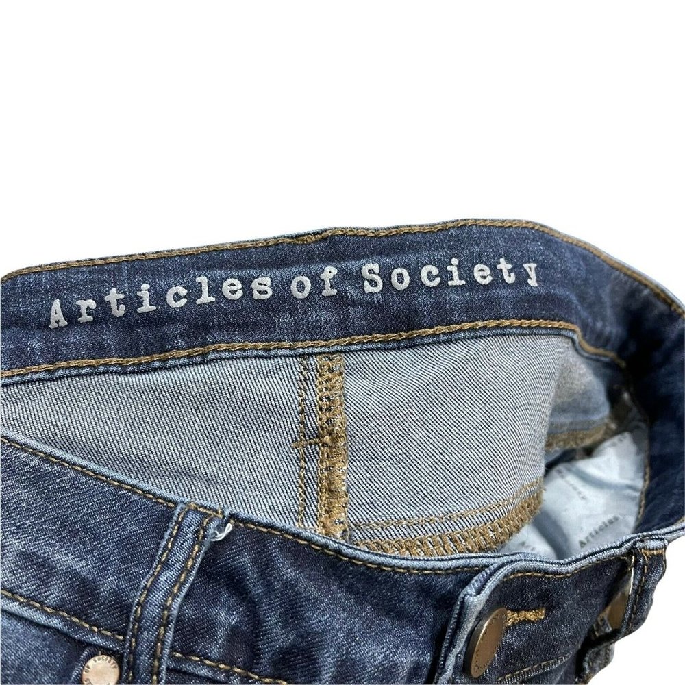 Articles of Society Providence Wash Sammy Asymmetrical Fray Hem Skinny Jeans 27 - Picture 9 of 12